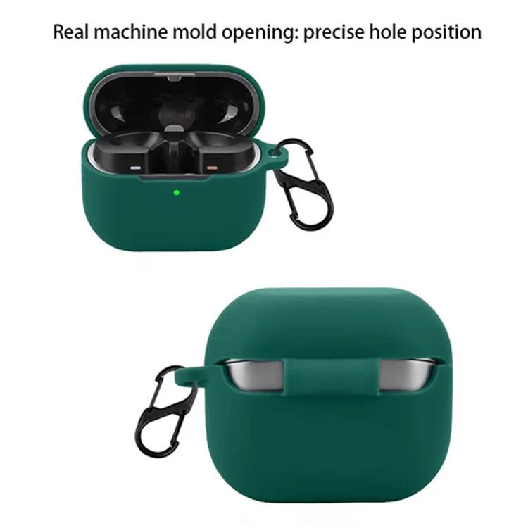 Étui pour écouteurs Bluetooth Samsung Galaxy Buds3 Pro en silicone souple avec boucle anti-perte - Vert noirâtre