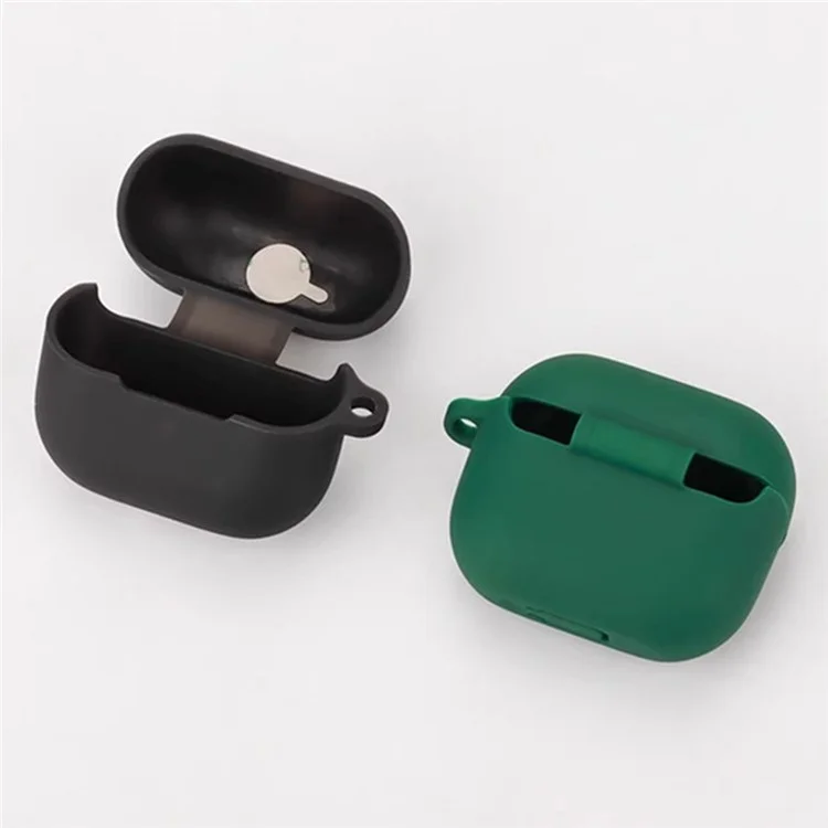 Étui pour écouteurs Bluetooth Samsung Galaxy Buds3 Pro en silicone souple avec boucle anti-perte - Vert noirâtre