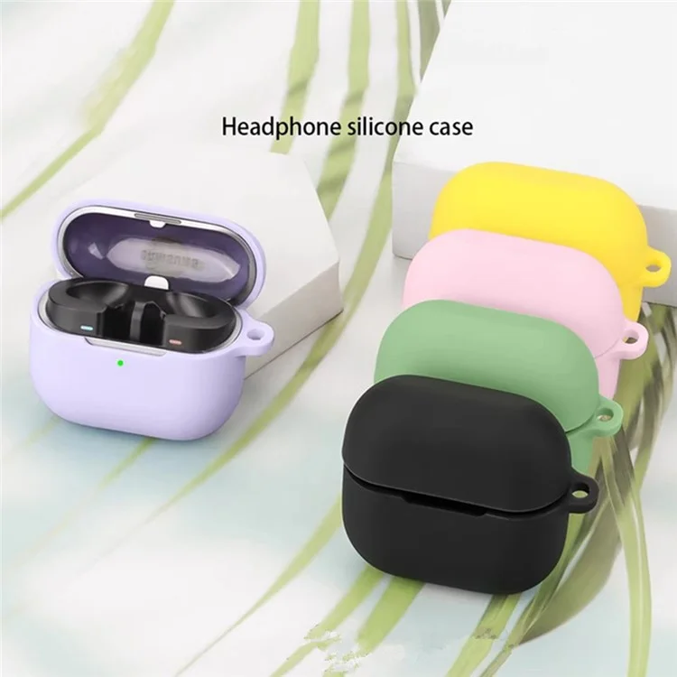 Étui pour écouteurs Bluetooth Samsung Galaxy Buds3 Pro en silicone souple avec boucle anti-perte - Vert noirâtre