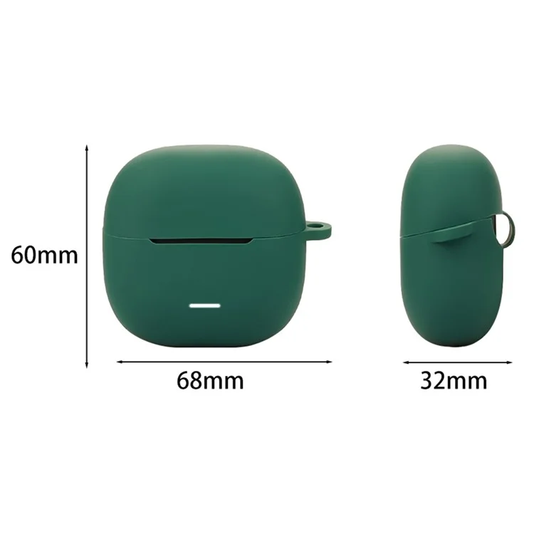 Custodia in silicone protettiva con moschettone per Xiaomi Redmi Buds 6 Lite - Verde nerastro