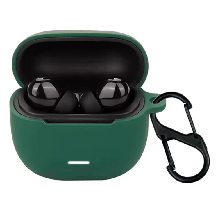 Custodia in silicone protettiva con moschettone per Xiaomi Redmi Buds 6 Lite - Verde nerastro