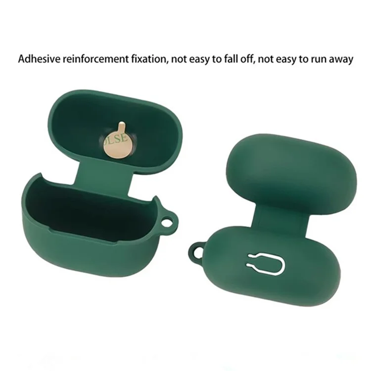 Custodia in silicone protettiva con moschettone per Xiaomi Redmi Buds 6 Lite - Verde nerastro