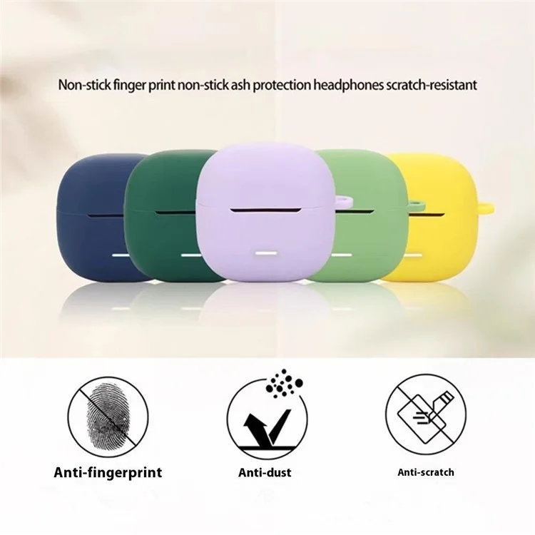 Custodia in silicone protettiva con moschettone per Xiaomi Redmi Buds 6 Lite - Verde nerastro