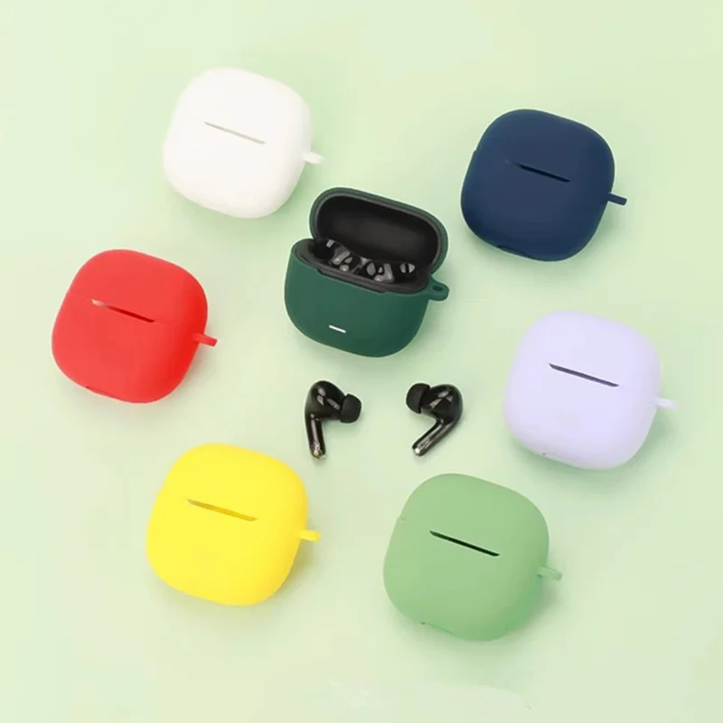For Xiaomi Redmi Buds 6 Lite Silicone Case Protective Cover With Carabiner - Red