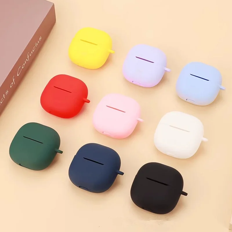 For Xiaomi Redmi Buds 6 Lite Silicone Case Protective Cover With Carabiner - Red
