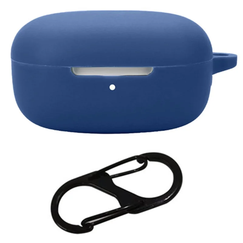 For Xiaomi Redmi Buds 6 Play Bluetooth-compatible Earphones Case Soft Silicone Cover with Anti-Lost Buckle - Dark Blue