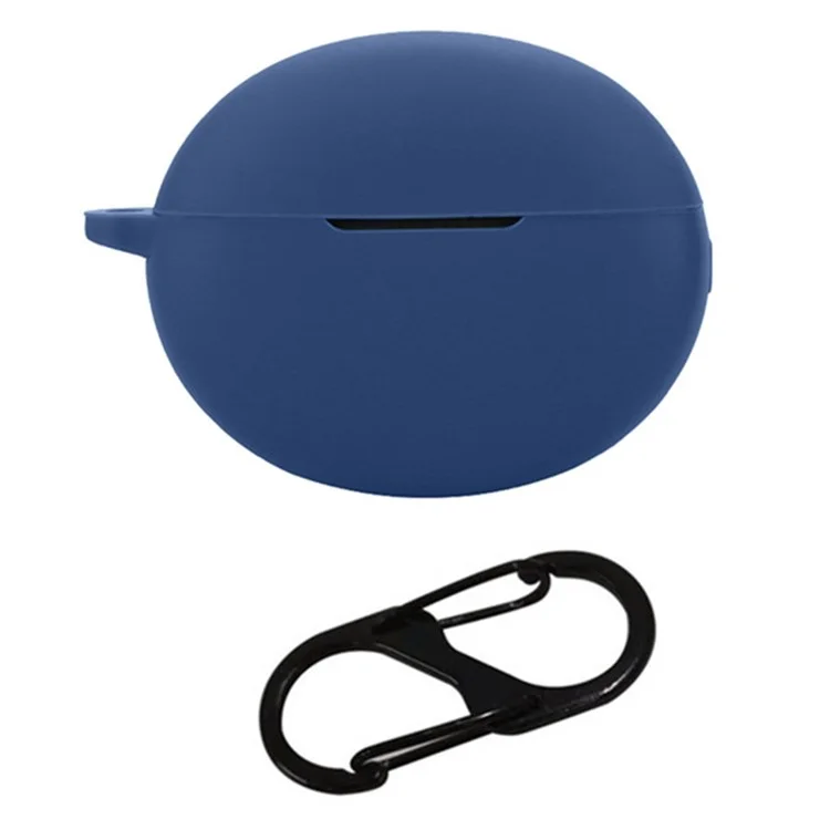 Étui de chargement pour Oppo Enco X3 avec couvercle en silicone souple et boucle anti-perte - Bleu foncé