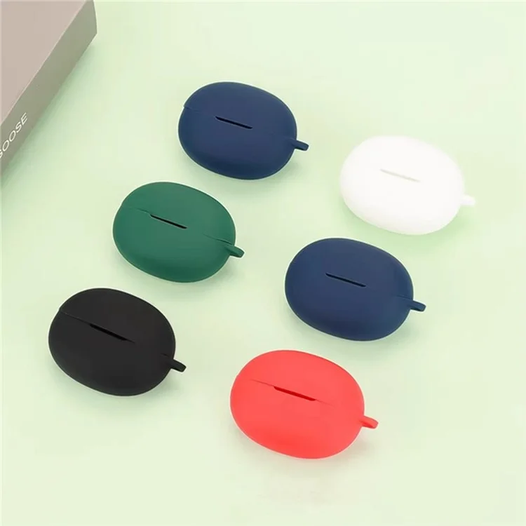 For QCY Crossky C30 Bluetooth-compatible Earphones Case Soft Silicone Cover with Anti-Lost Buckle - Blackish Green