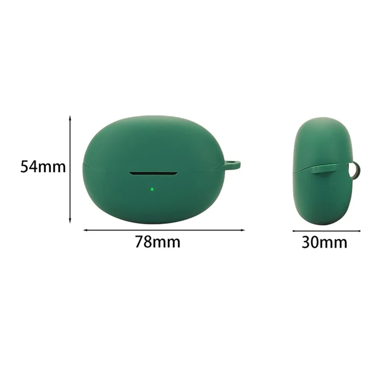 For QCY Crossky C30 Bluetooth-compatible Earphones Case Soft Silicone Cover with Anti-Lost Buckle - Blackish Green