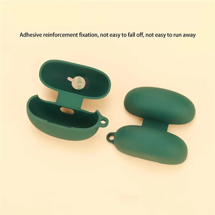For QCY Crossky C30 Bluetooth-compatible Earphones Case Soft Silicone Cover with Anti-Lost Buckle - Blackish Green