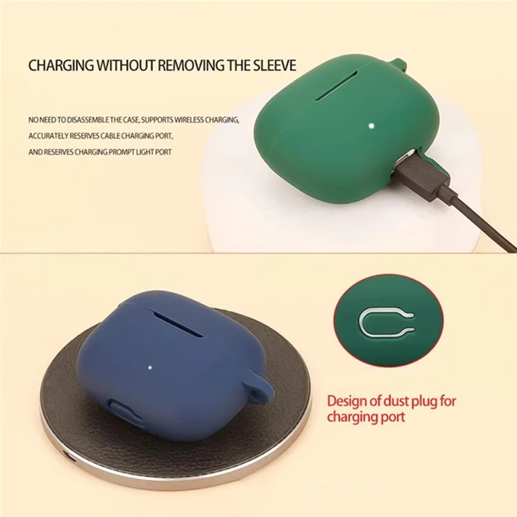 For Honor Choice LCHSE X7 Lite Bluetooth-compatible Earphones Case Soft Silicone Cover with Anti-Lost Buckle - Blackish Green