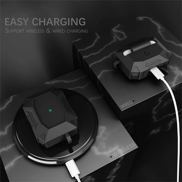 Dirose A19 Drop Proof Protecter Soft Sky Silicone Electhone Case de Charge Wireless Case Wired Wired Wired Over Hook Pour AirPods Pro - le Noir