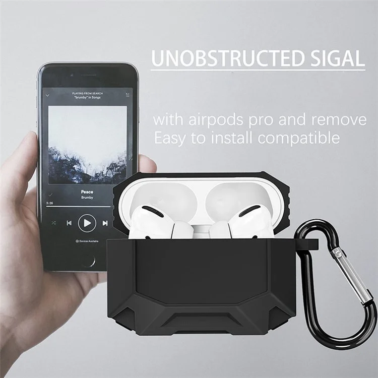 Dirose A19 Drop Proof Protecter Soft Sky Silicone Electhone Case de Charge Wireless Case Wired Wired Wired Over Hook Pour AirPods Pro - le Noir