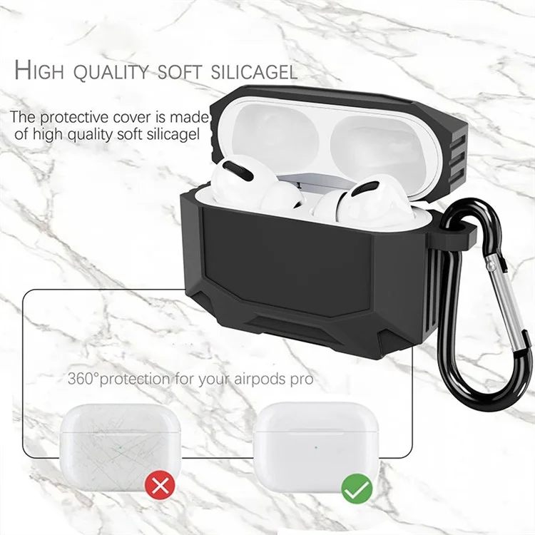 Dirose A19 Drop Proof Protecter Soft Sky Silicone Electhone Case de Charge Wireless Case Wired Wired Wired Over Hook Pour AirPods Pro - le Noir