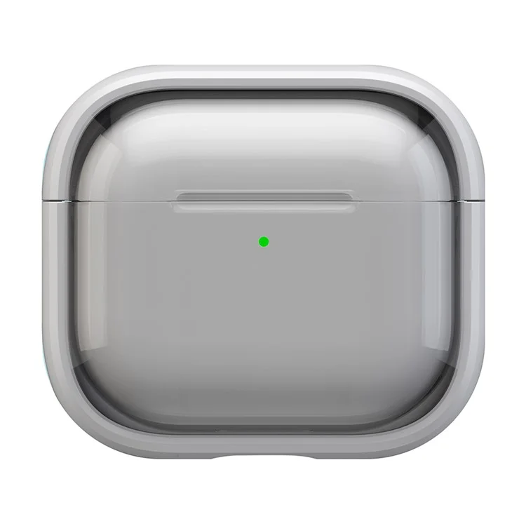 Для чехла AirPods 4 PC+TPU Bluetooth Earbud Cover Phone Stand с карабином - прозрачный белый