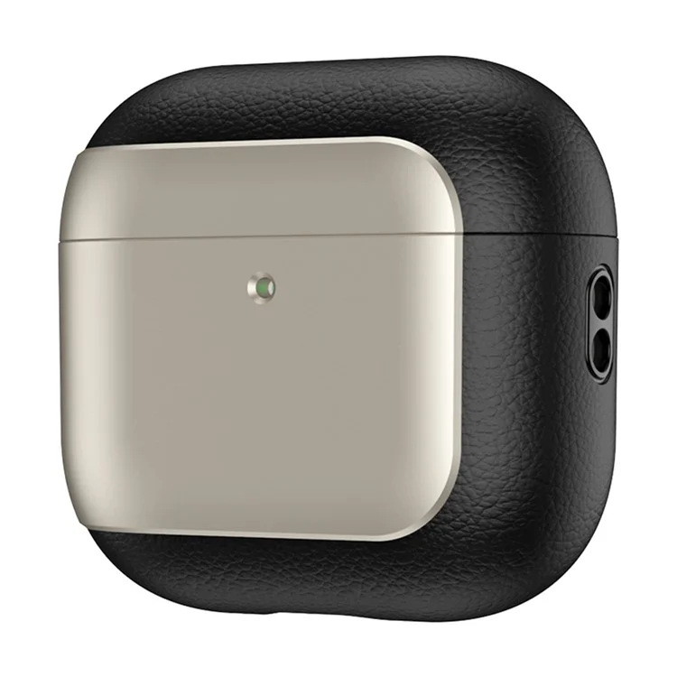Für AirPods 4 mit ANC TPU-Hülle, Elektroplattierung, Litschi-Textur, Sturzverhütung, Kopfhörerüberzug mit Kordel - Titaniumgrau