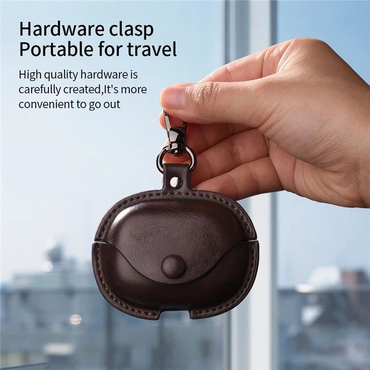 Funda de carga de cuero + PC para el estuche protector de los auriculares Xiaomi Redmi Buds 6 - Negro