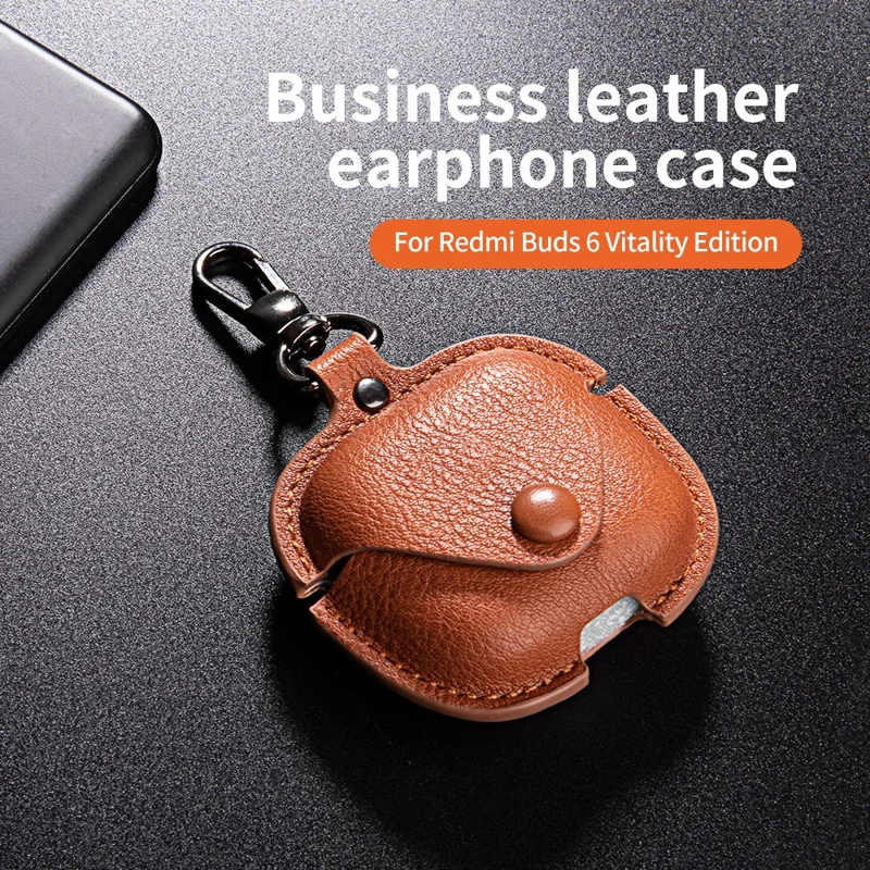 For Xiaomi Redmi Buds 6 Active Charging Case Cover Leather+PC Earbuds Protective Case - Green