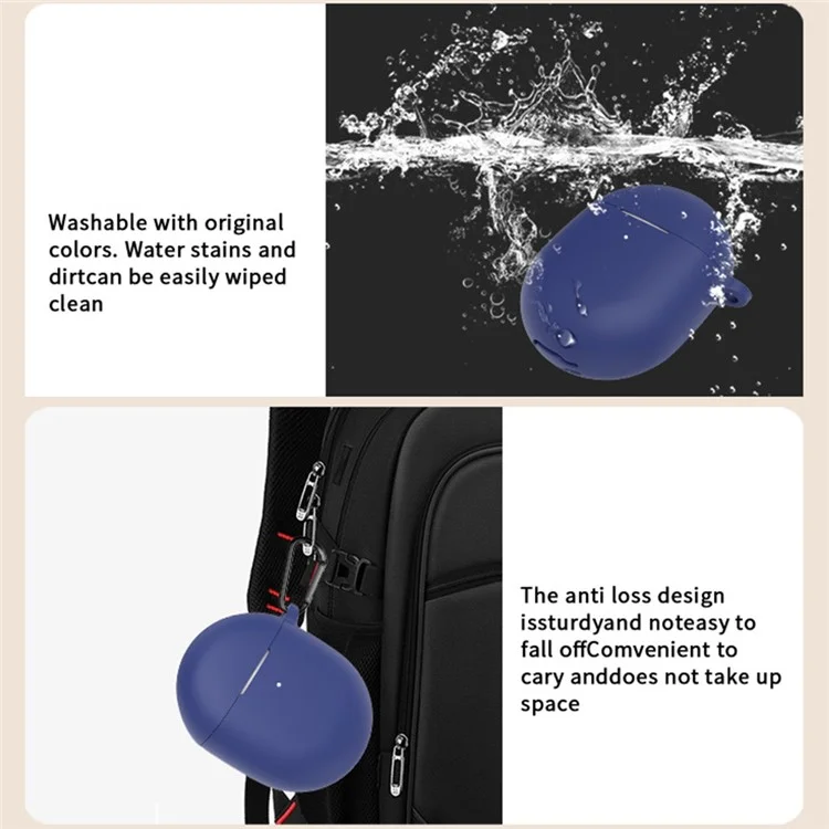 Für Google Pixel Buds Pro 2 Hülle mit Karabiner Bluetooth-Ohrhörer Silikon Schutzhülle - Dunkelblau