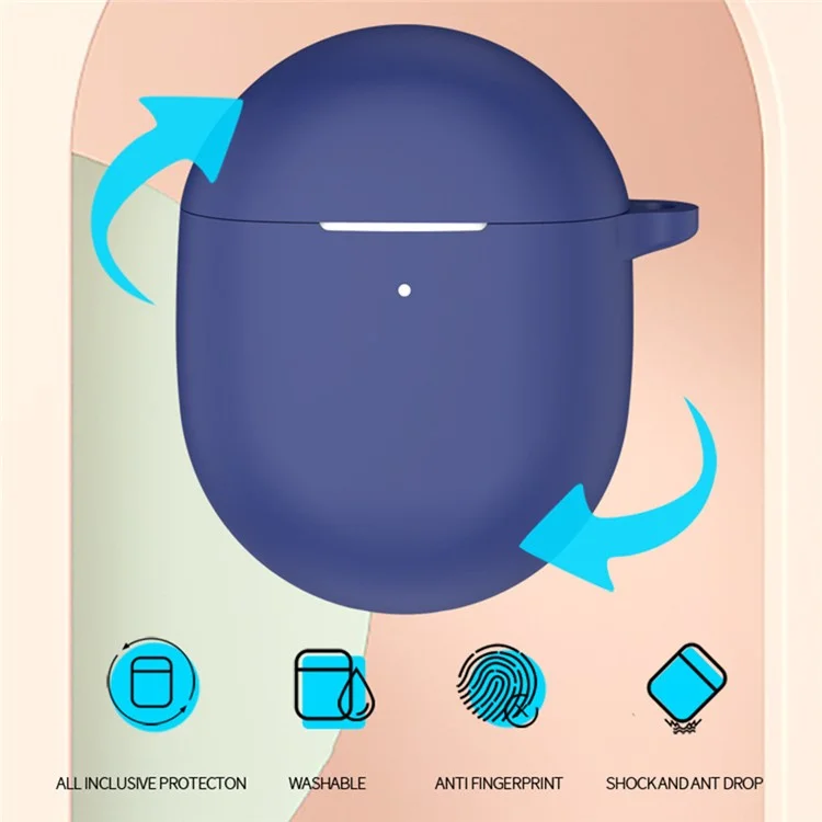 Für Google Pixel Buds Pro 2 Hülle mit Karabiner Bluetooth-Ohrhörer Silikon Schutzhülle - Dunkelblau