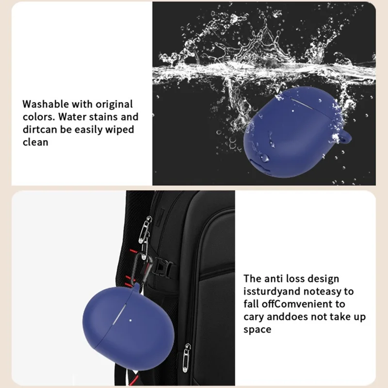For Google Pixel Buds Pro 2 Case with Carabiner Bluetooth-compatible Earphone Silicone Protective Cover - White