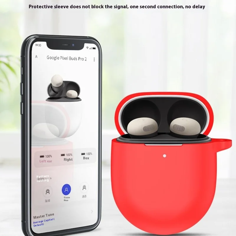 For Google Pixel Buds Pro 2 Case with Carabiner Bluetooth-compatible Earphone Silicone Protective Cover - White