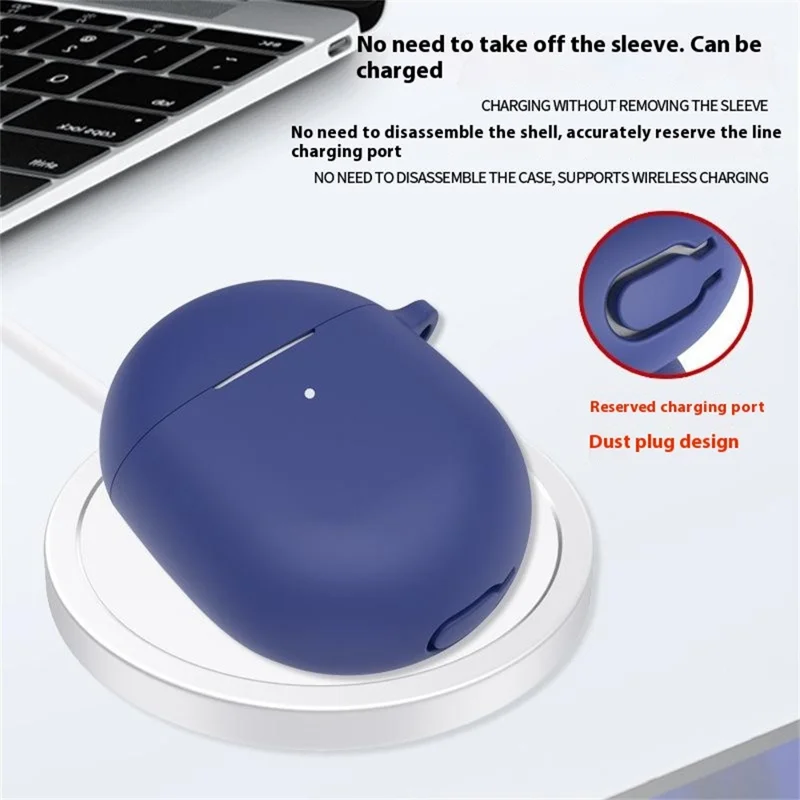 For Google Pixel Buds Pro 2 Case with Carabiner Bluetooth-compatible Earphone Silicone Protective Cover - White