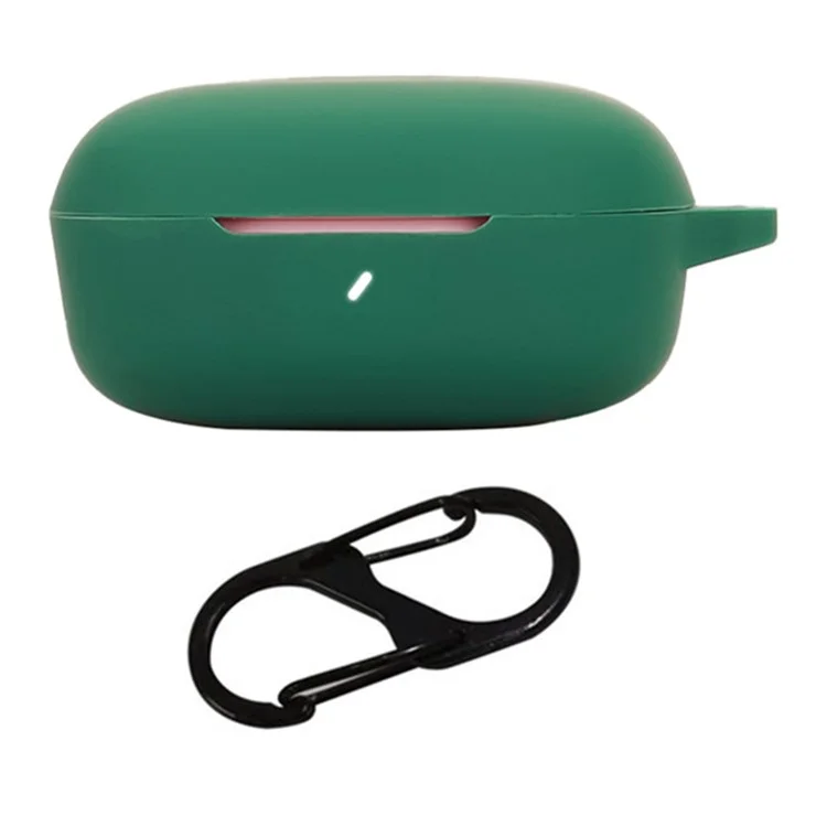 Für JBL T280TWS X3 Hülle mit Anti-Verlust-Schnalle Bluetooth-Kopfhörer Silikon Schutzhülle - Dunkelgrün