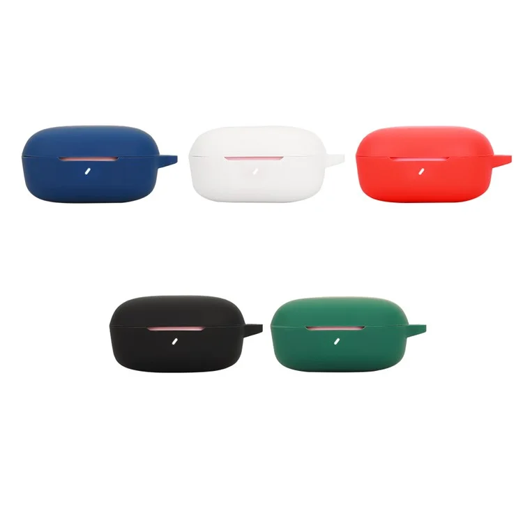 Für JBL T280TWS X3 Hülle mit Anti-Verlust-Schnalle Bluetooth-Kopfhörer Silikon Schutzhülle - Dunkelgrün