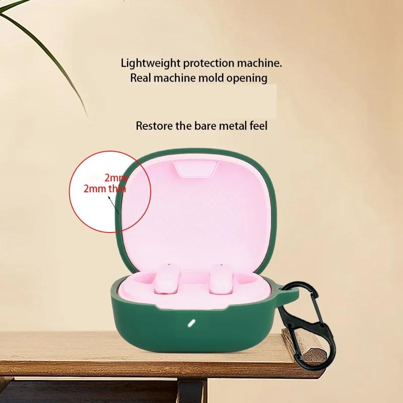 For JBL T280TWS X3 Case with Anti-Lost Buckle Bluetooth-compatible Earbuds Silicone Protective Cover - Red