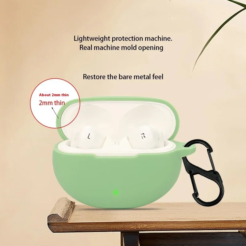 For Oppo Enco R3 Pro Case with Anti Lost Buckle Bluetooth-compatible Earbuds Silicone Protective Cover - Yellow