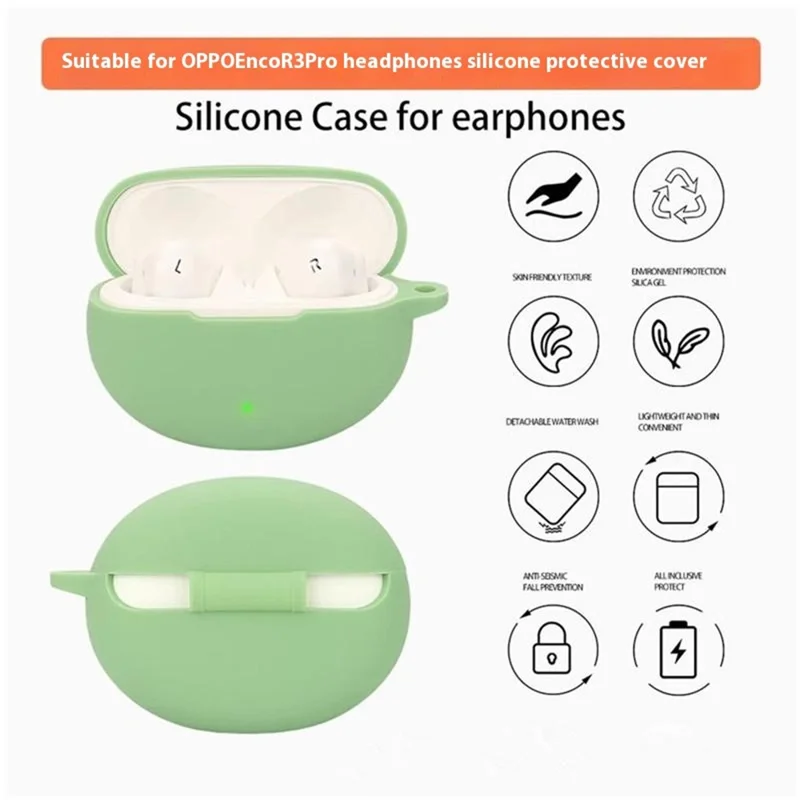 For Oppo Enco R3 Pro Case with Anti Lost Buckle Bluetooth-compatible Earbuds Silicone Protective Cover - Yellow