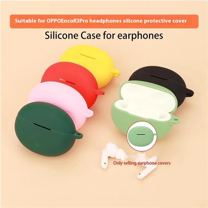 For Oppo Enco R3 Pro Case with Anti Lost Buckle Bluetooth-compatible Earbuds Silicone Protective Cover - Yellow