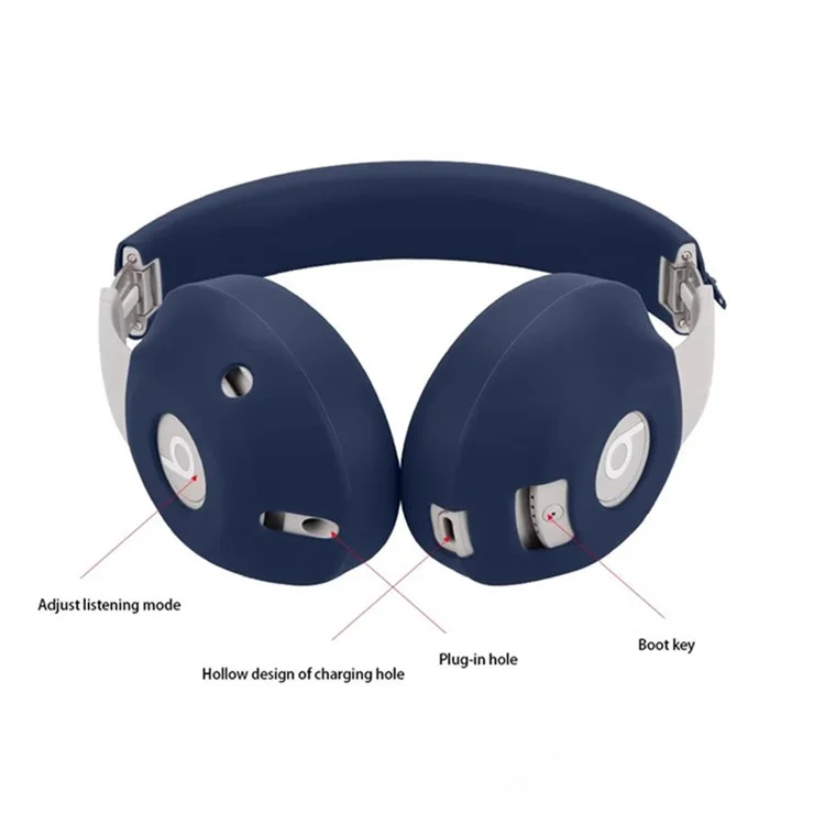 Capa de silicone para fones de ouvido Beats Studio Pro, almofada de proteção para ouvido, resistente ao desgaste e arranhões - Preto
