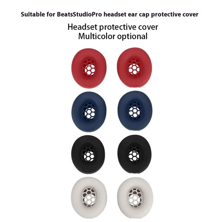 Capa de silicone para fones de ouvido Beats Studio Pro, almofada de proteção para ouvido, resistente ao desgaste e arranhões - Preto