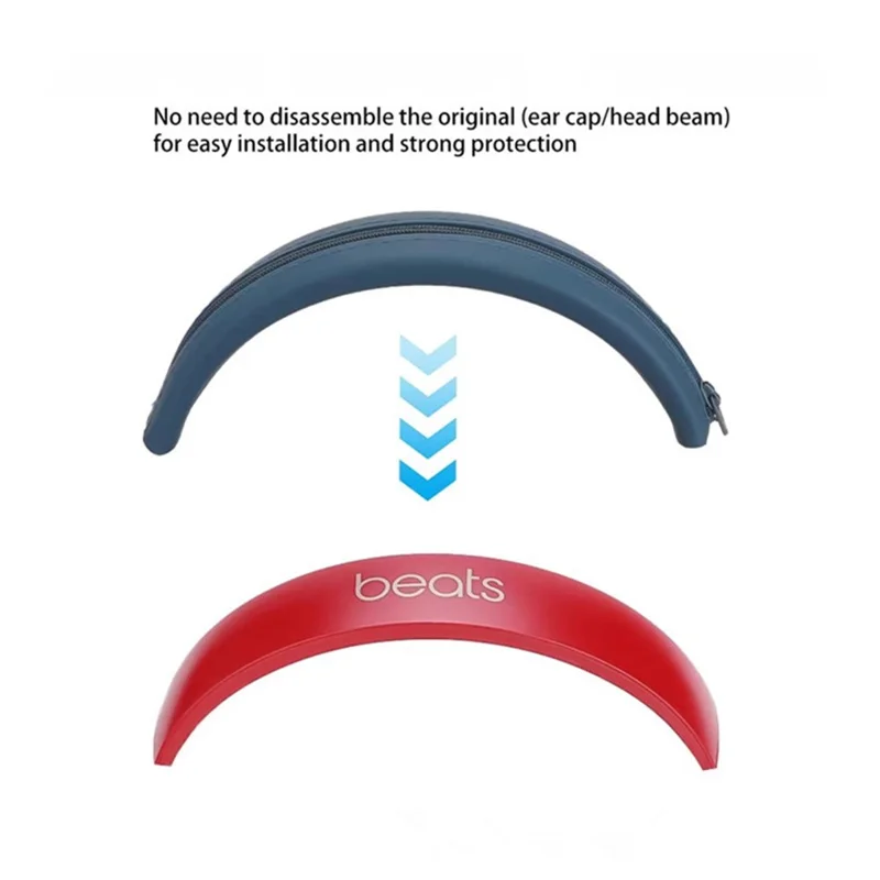 For Beats Studio 3 Headphones Silicone Headband Cover Protective Cushion Sleeve - Red