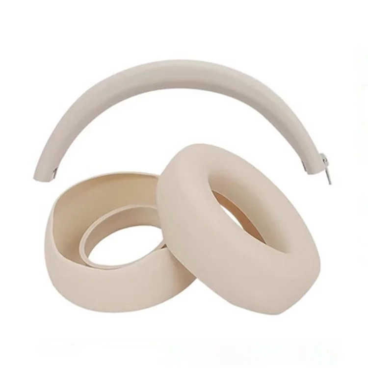 For Beats Studio 3 Headphones Silicone Case Set Earpad Cushion Cover + Headband Protector - Beige