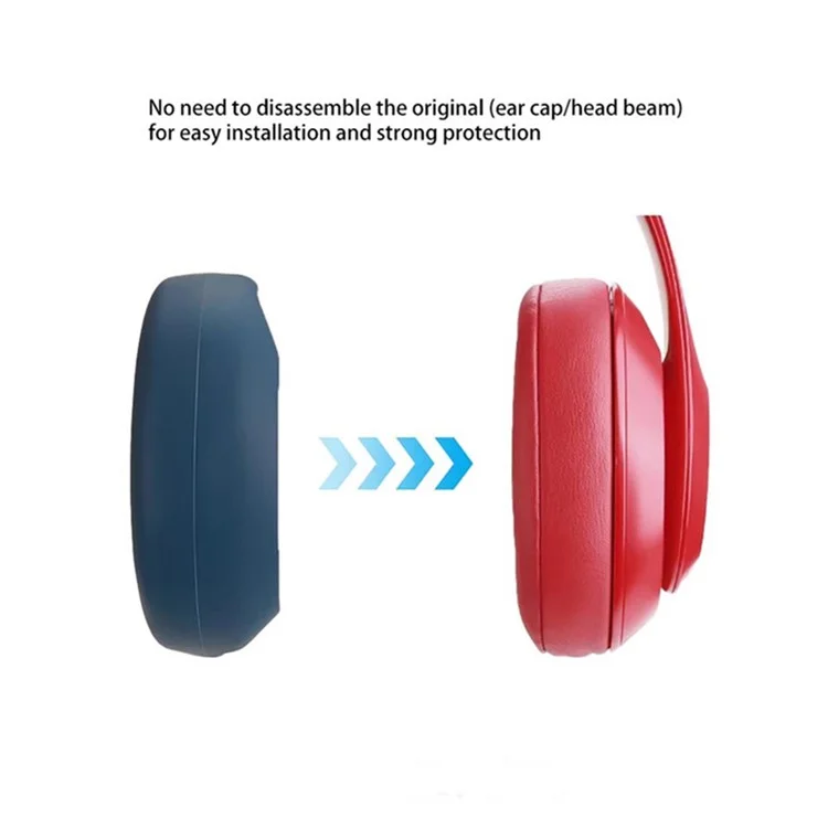 For Beats Studio 3 Headphones Silicone Case Set Earpad Cushion Cover + Headband Protector - Beige