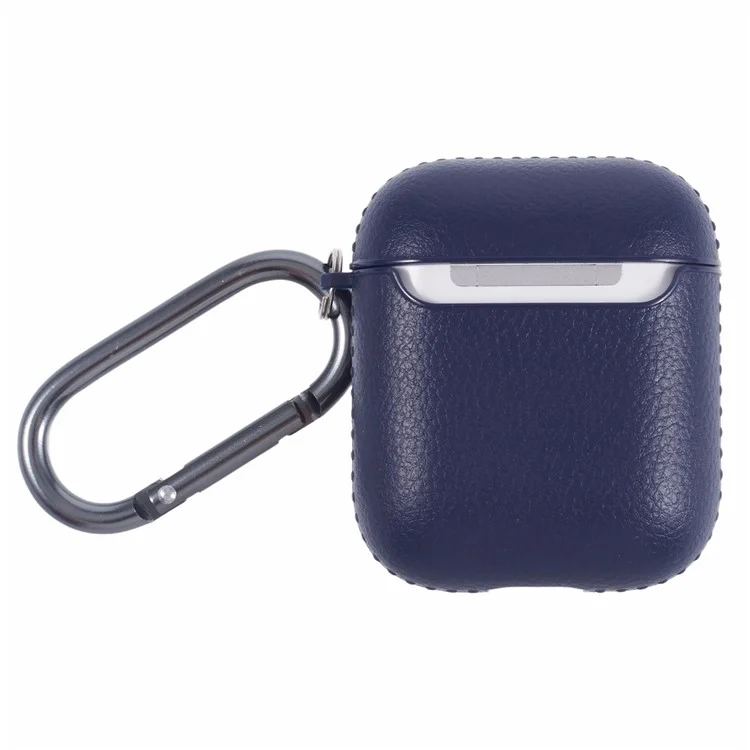 X-LEVEL Para AirPods Pro 2 / Funda para auriculares AirPods Pro Textura de litchi Cubierta de cuero PU TPU con mosquetón - Azul