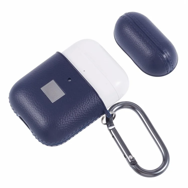 X-LEVEL Para AirPods Pro 2 / Funda para auriculares AirPods Pro Textura de litchi Cubierta de cuero PU TPU con mosquetón - Azul