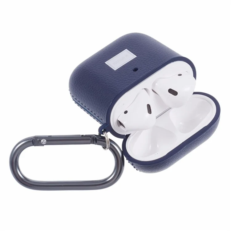 X-LEVEL Para AirPods Pro 2 / Funda para auriculares AirPods Pro Textura de litchi Cubierta de cuero PU TPU con mosquetón - Azul