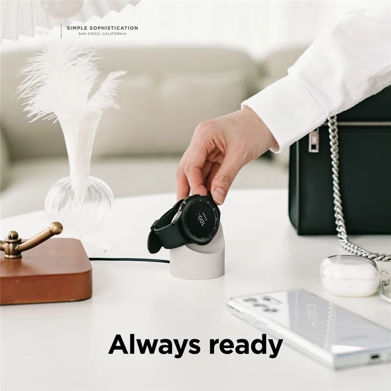 For Samsung Galaxy Watch7 44mm / FE / 6 / 5 Pro / 5 Charging Dock Silicone Stand Watch Charger Holder - White