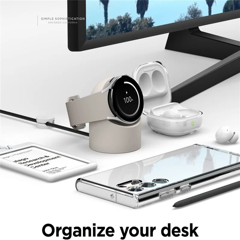 For Samsung Galaxy Watch7 44mm / FE / 6 / 5 Pro / 5 Charging Dock Silicone Stand Watch Charger Holder - White