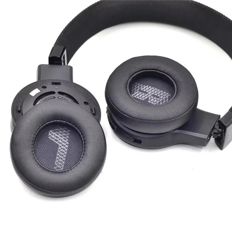 1 Pair For JBL Live 400BT / 460NC Ear Pads Protein Leather Cushions with Removal Tool - Black