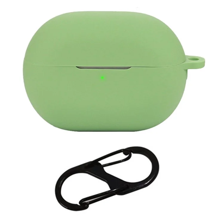 For Huawei Freebuds Pro 4 Case with Anti Lost Buckle Bluetooth-compatible Earbuds Silicone Protective Cover - Matcha Green