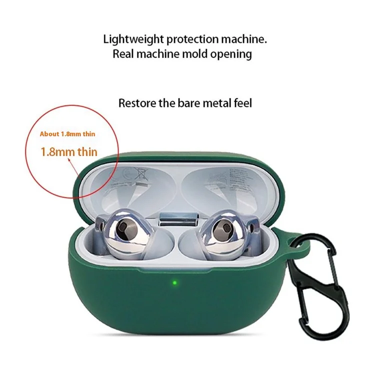 For Huawei Freebuds Pro 4 Case with Anti Lost Buckle Bluetooth-compatible Earbuds Silicone Protective Cover - Matcha Green