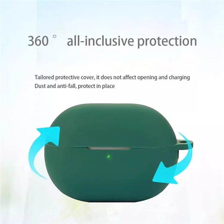 For Huawei Freebuds Pro 4 Case with Anti Lost Buckle Bluetooth-compatible Earbuds Silicone Protective Cover - Matcha Green