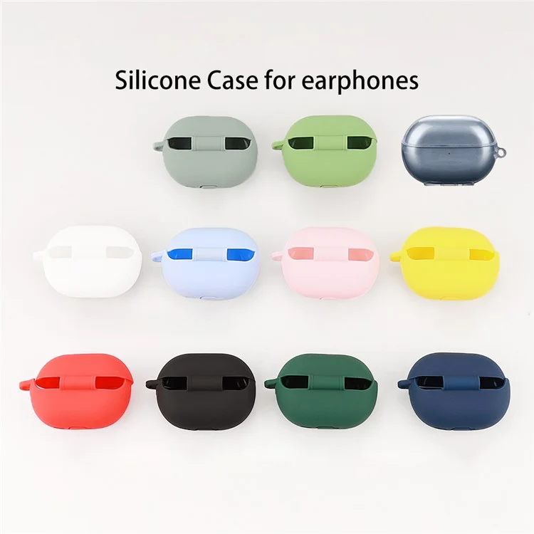 For Huawei Freebuds Pro 4 Case with Anti Lost Buckle Bluetooth-compatible Earbuds Silicone Protective Cover - Matcha Green