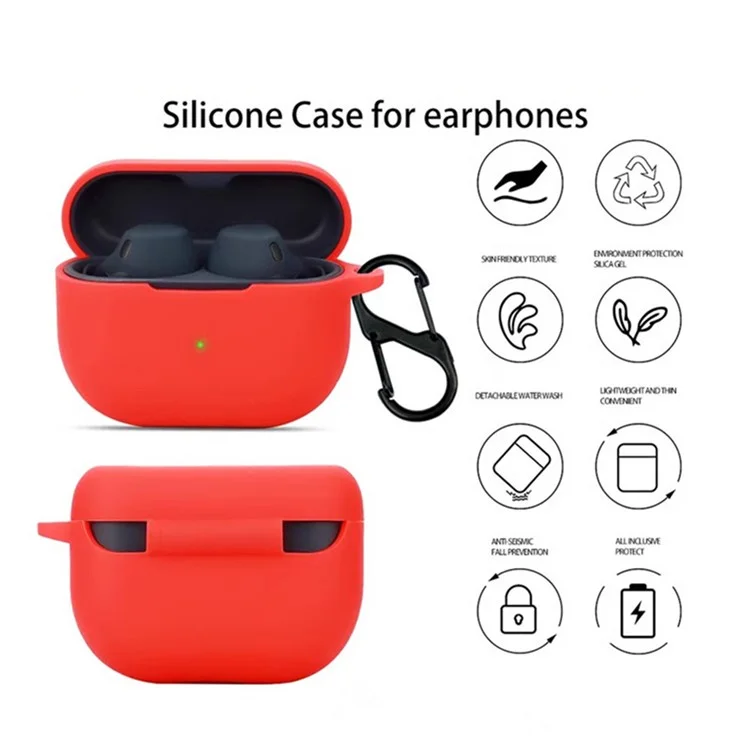 Funda para Jabra Elite 8 Active Gen 2 con hebilla antiextravío, auriculares inalámbricos Bluetooth y cubierta protectora de silicona - Rojo