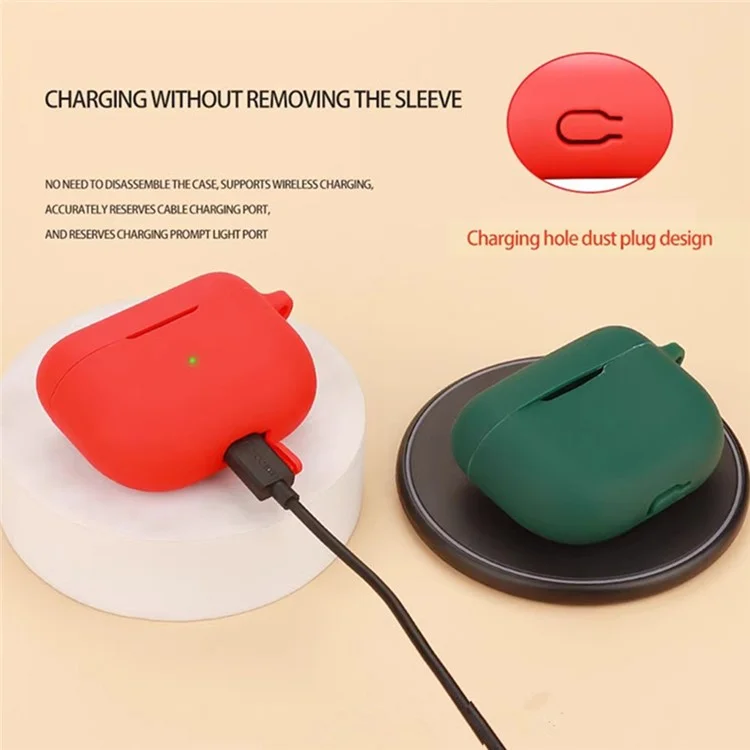 Funda para Jabra Elite 8 Active Gen 2 con hebilla antiextravío, auriculares inalámbricos Bluetooth y cubierta protectora de silicona - Rojo